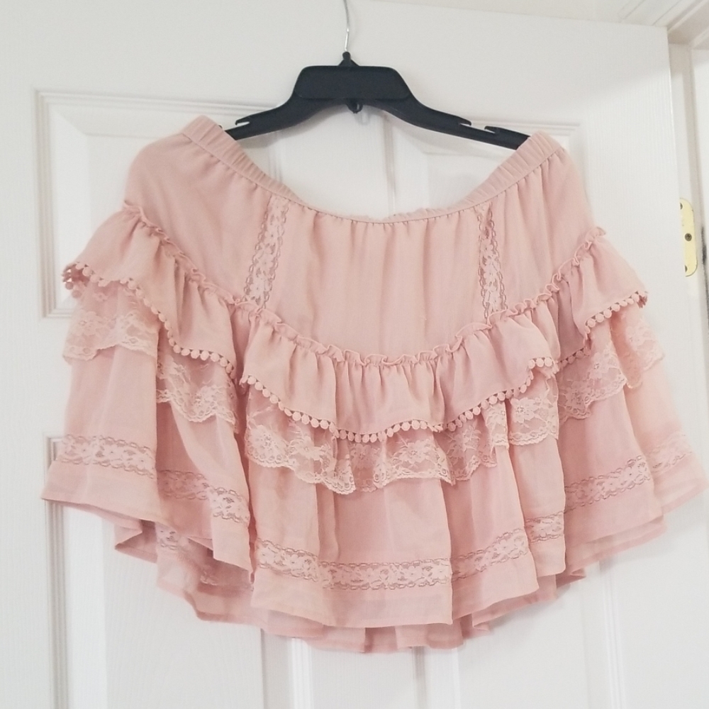 Blush ruffle skirt